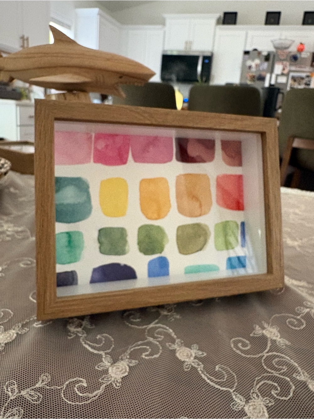 Have a colorful day! Wood Frame Colorful Watercolor original.